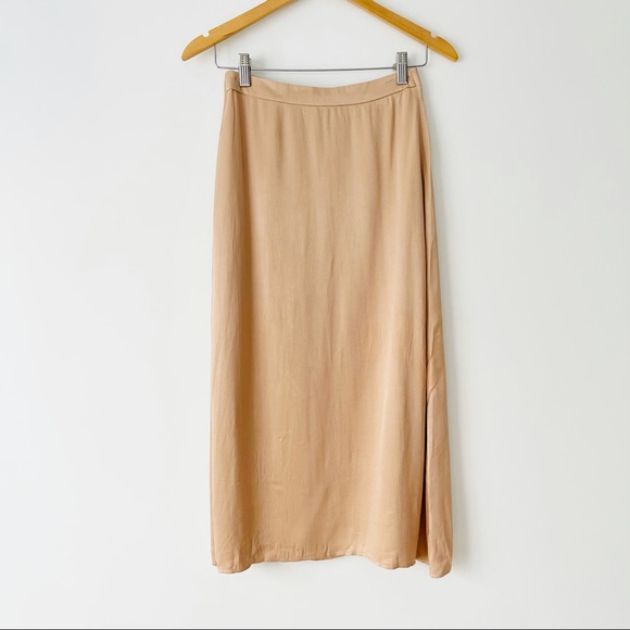 Zara Blush Satin Wrap Midi Skirt Lace Mini Lined - Picture 5 of 9